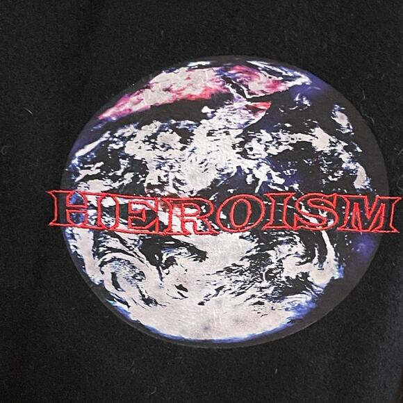 Ksubi Bomber Jacket Leather Sleeves Size M Heroism Globe RARE - Picture 4 of 13